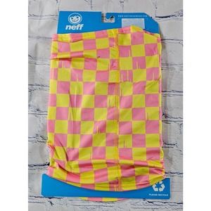 Neff Pink Yellow Checkerboard Facemask Face Cover Mask Gaiter